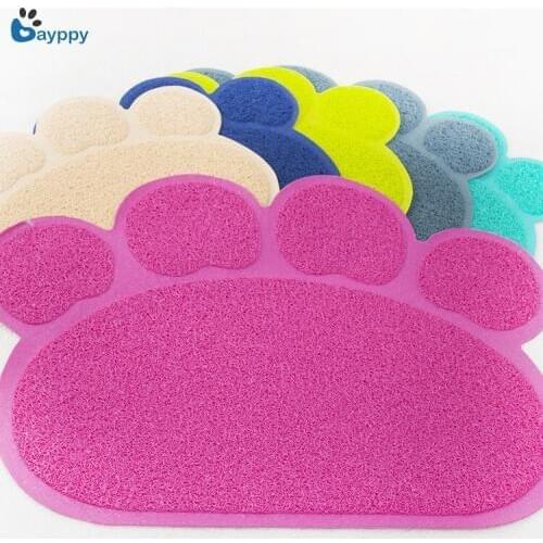 Plus Size Paw Print Dog Cat Litter Mat Puppy Kitty Dish Feeding Bowl Placemat Tray Tidy Non-Slip Design Pet Cat Pad Mat 6 Colors