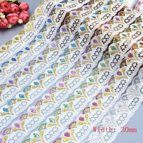 10 Yards Lace Tape Gold and Silver Embroidery Lace Ornaments Fabric Lace Accessories Sewing Supplies Clothing
