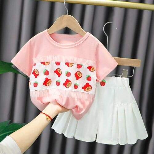 Summer Cute Newborn Baby Girls Clothes Set Striped Suspender Skirt 2Pcs Sets 0-4 Years Children Suit New Kids Costume Outfit