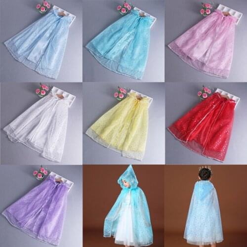 2021 New Sequins Elsa Cloak Snow Queen Matching Princess Dress Cloak Halloween Christmas Party Costume Kids Fancy Dress Up Gown