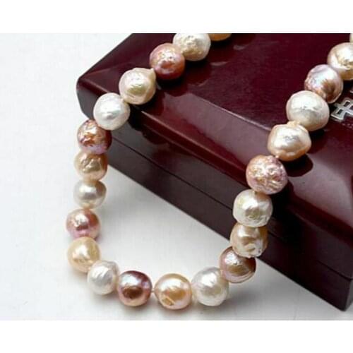 HUGE 11-13MM SOUTH SEA GENUINE WHITE GOLD PINK PURPLE NUCLEAR PEARL NECKLACE 18" 36