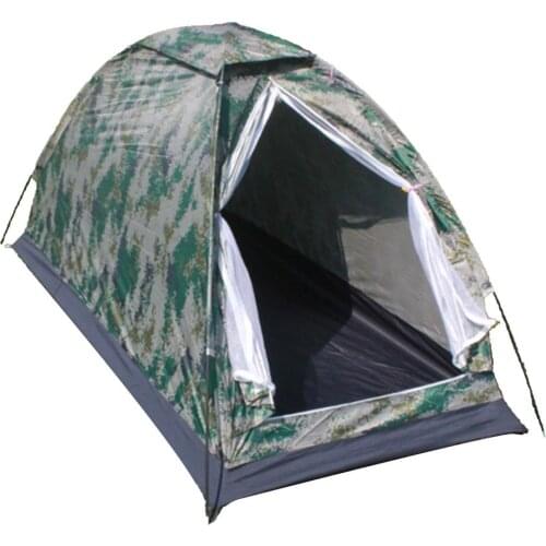 Camping Tent Outdoor Camouflage UV Waterproof Single Layer Tent 200*100*100CM For Waterproof Hiking Trekking with Ground Nail