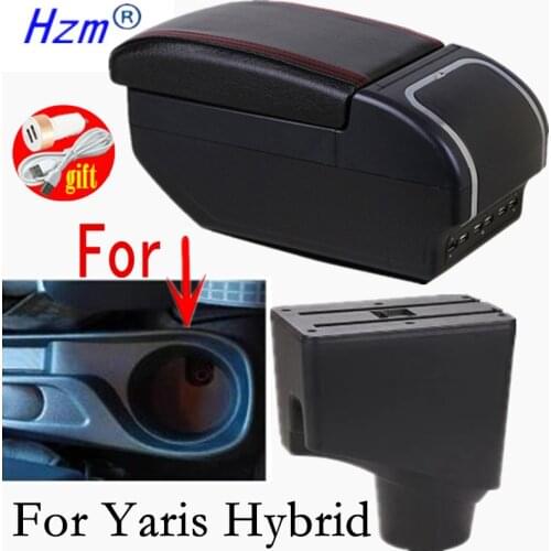 Armrest box For Toyota Yaris Hybrid sol 2014 - 2021 Dual Layer Rotatable Large Space Central Store Content Box