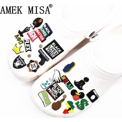 Black Girl Magic Shoe Charms Accessories Black Lives Matter BGM BLM Dollar Shoe Decoration for croc jibz Kids Party X-mas Gifts