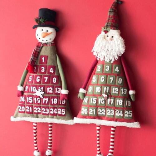 Santa Claus Snowman Felt Advent Calendar 2020 With Pockets 24 Days Hanging Christmas Countdown Home Decoration Kids Gifts