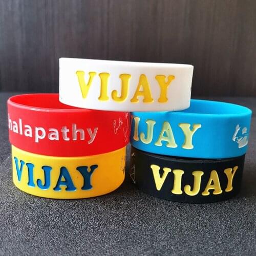 1Pcs Silicone Bracelets Wristband One Inch Width Black redfor Music Fans Rubber Fashion Jewelry Sport Chair Up Decoration VIJAY