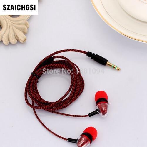 SZAICHGSI 3.5mm In-Ear Stereo braided Earbuds Earphone For iPhone For Samsung wholesale 200pcs/lot