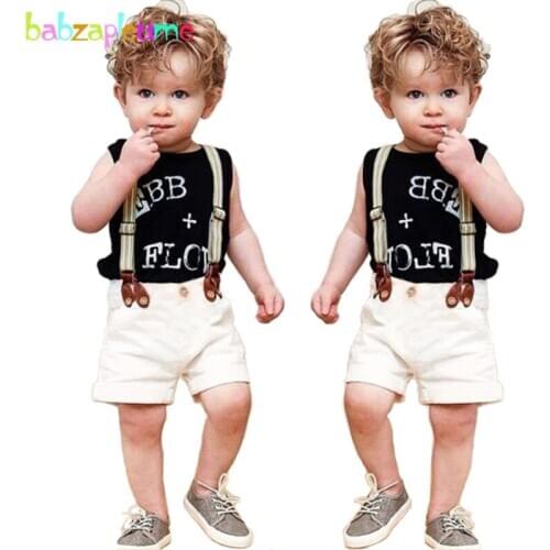 2018 Spring Boys Kidswear Toddler Boys Clothes Sleeveless Fashion T-Shirt+Pant Two-Piece Children Tracksuit Baby Sport Suit A268