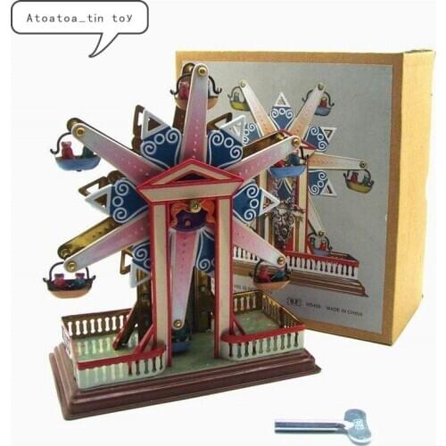 Vintage Collection Ferris wheel Tin toys Classic Clockwork Wind Up Home Decoration Tin Toy For Adult Kids Collectible Gift