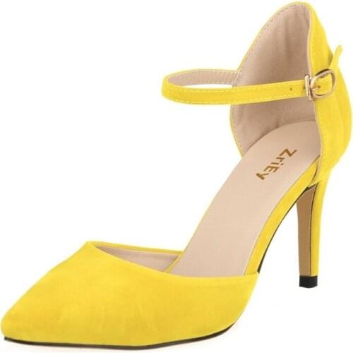 Women Fashion Dress Shoes Office Lady Elegant Pumps Thin Mid Heels Pointed Toe High Sandals platform sandals