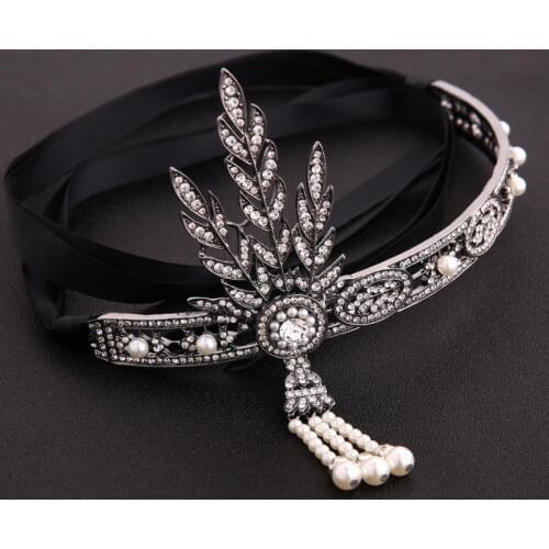 Art Deco Women 1920s Vintage Bridal Headpiece Costume Hair Accessories Flapper Gatsby Leaf Medallion New Pearl Headband