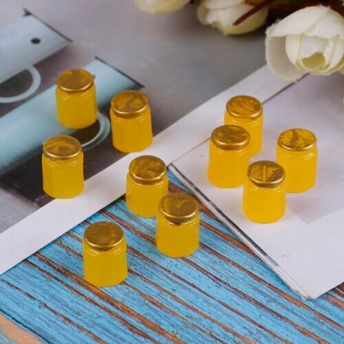 10PCS Resin Fruit Honey Tea Jam Jars Cup Cabochon Dollhouse Miniature Honey Pomelo Tea Simulation Food DIY