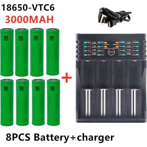100% original 3.7V 3000 mAh Li ion 18650 battery for SONY US18650 vtc6 3000 mah 18650 battery 3.7V +1pcs USB charger