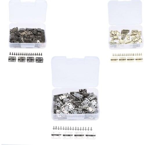100pcs Cabinet Furniture Door Hinges Jewelry Boxes Decorative Butt Hinge Furniture Fittings with Screws 18*16mm