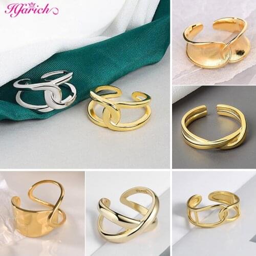 2021 Fashion Golden Metal Rings for Women Geometric Cross Knotted Twist Curve Minimalist Open Ring Party Jewelry Gifts