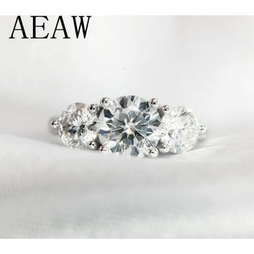 2ctw 6.5mm Round Cut Engagement&Wedding Moissanite Diamond Ring Double Halo Ring Platinum Plated Silver