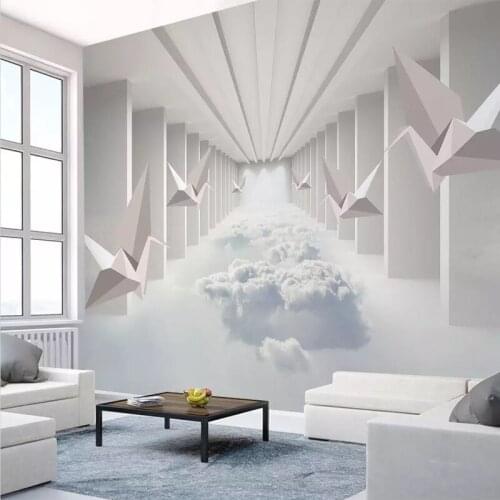 Custom 3D Murals Thousand Paper Cranes Abstract Space Clouds Wallpaper Living Room TV Sofa Bedroom Wall Decoration 3D Wall Cloth