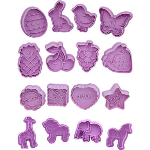 4pcs DIY Stamp Biscuit Mold 3D Cookie Plunger Cutter Pastry Decorating Food Fondant Baking Mould Tool Christmas Tree Snowman