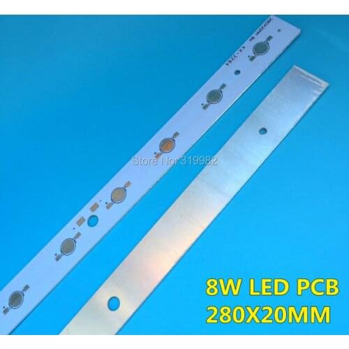 50 Pcs LED High power PCB Board Lamp Panel Aluminum Heatsink 8W Lumen Plate Rectangle LED Light Base 280x20mm