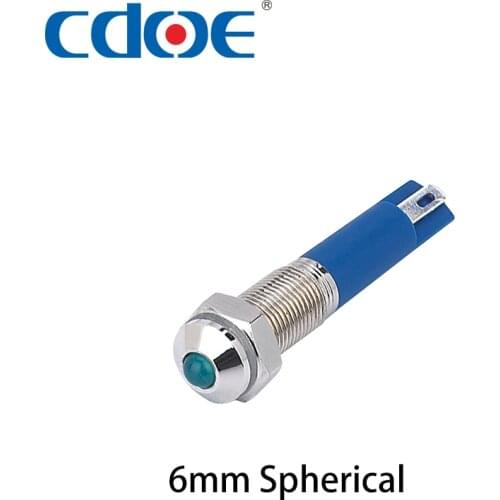 6mm Waterproof LED Metal Indicator Pilot Light Signal Lamp 12V 24V 220V Boat Working PC Power red green