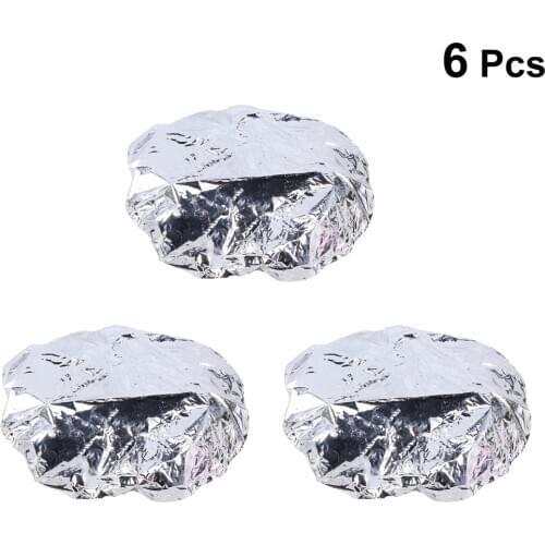 6pcs Disposable Hair Styling Cap Aluminum Foil Waterproof Elastic Bath Hoods Shower Cap Silver