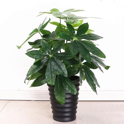 70cm18 fork Artificial Plants Green Tropical Pachira Macrocarpa Leaf Plastic Palm Tree Branch Home Interior Living Room Decorat