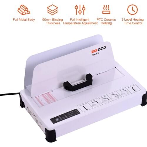 A4 Books Contract Document Automatic Binder Desktop Hot Melt Binding Machine 300W 50mm Binding Thickness for School Office