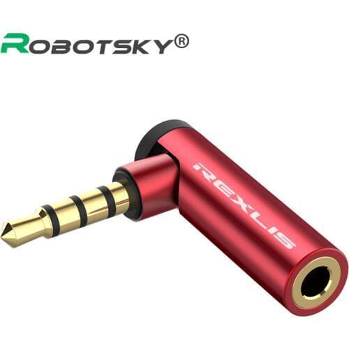90 Degree 3.5mm Audio Adapter Gold Plated Headphone CTIA OMTP Converter adapter Cable for Earphone Notebook Amplifter Speakers