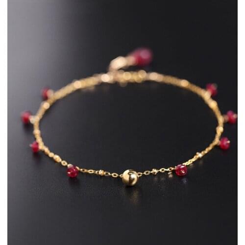 DAIMI GEMSTONES Ruby Bracelet Womens Day Genuine Natural Yellow 14K Gold Filled Niche Designer
