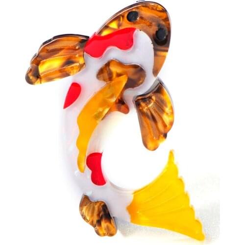 OI New Arrival Vivid Carp Fish Shape Brooches Colourful Acrylic Jewelry Women Children Girl Clothing Scarf Hat Bag Accessories
