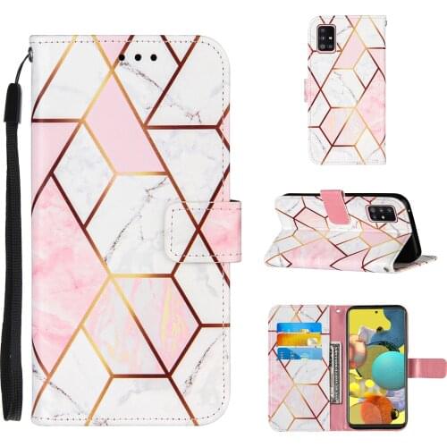 Phone Case For Samsung Galaxy A71 A70 A51 A50 S20 S21 Plus Note 20 Ultra A31 A21S A12 Wallet Flip Marble Leather Cover
