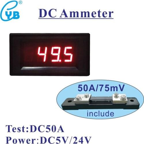 DC 50A Mini Digital Voltmeter Ammeter Voltage Current Meter Tester 0.56" LED Display Include 50A 75mV Positive Negative Current