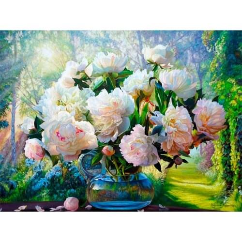 Flowers European Style DIY Cross Stitch 11CT Embroidery Kits Craft Needlework Set Printed Canvas Cotton Thread Home Sell