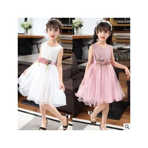Kids Girls Summer children sweet girls flower dress 2020 new children Princess Dress Girls Summer Vest Dress 2-12 yrs girls 2