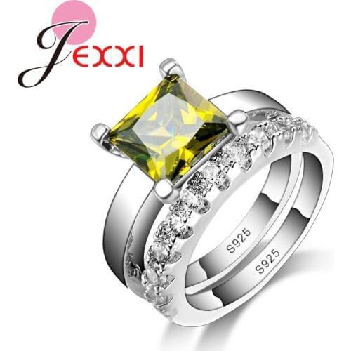 Women Wedding Engagement Ring Set Cubic Zircon Brand Jewelry 925 Sterling Silver Rings For Female Bague Femme Bijoux