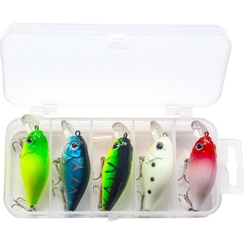 5PCS/SET Floating Bait Artificial Bait Hard Bait Freshwater Perch Bait Rock Little Fat Guy 7g/55mm