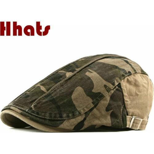 Casual adult unisex camouflage berets adjustable spring autumn camo visors women vintage duckbill newsboy hat retro peaked cap