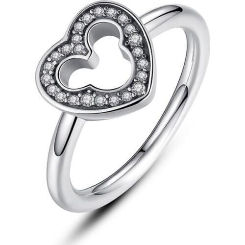 Classic Heart Cubic Zirconia inlay Rings for Woman Vintage Elegant wedding Party Finger Jewelry girl Gift Dropshipping