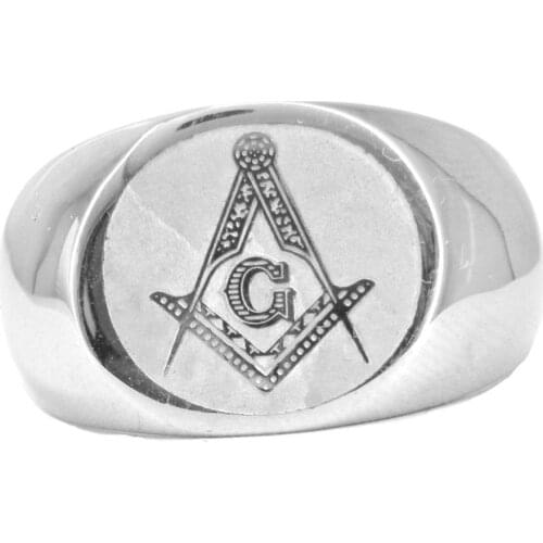 FANSSTEEL Stainless Steel Jewelry FreeMasonry Master Masonic Square and Compass Ring FSR04W89F