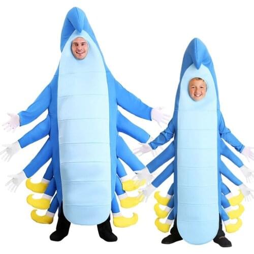Adult Kids Cosplay Jumpsuits Party Performance Bule Caterpillar Insect Fancy Rompers Role Play Kawaii Party Leisure Boys Cute