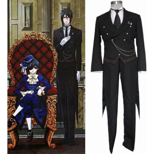 Hot Black Butler 2 Kuroshitsuji Sebastian Cosplay Costume Sebastian Michaelis Any Size Closing For Halloween Christmas