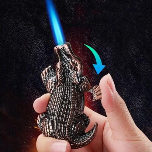 Creative Crocodile Metal Windproof Lighter Jet Torch Turbine Gas Lighter Butane Flame 1300C Gadget for Mens Smoking Accessories