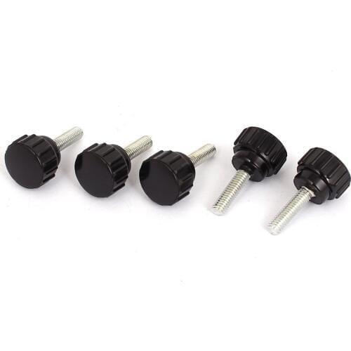 M4x15mm Male Threaded Screw on Plastic Round Head Clamping Knob Grip 5pcs