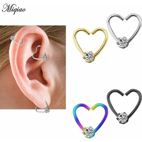 Miqiao Nose Ring Daith Piercing Oreja Jewelry Heart Ear Tragus Earrings Piercing Helix Piercing Gift