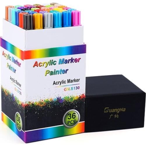 36 Colors Acrylic Marker Pen Set 0.7 Mm Creative DIY Painting Graffiti Pens Art Markers Fast Dry Drawing Markers Art Supplies