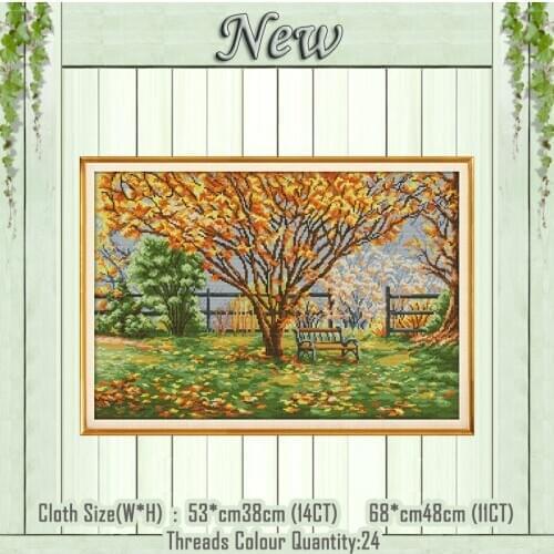 Fallen leaves scenery decor diy painting counted printed on the canvas DMC 11CT 14CT kits Cross Stitch embroidery needlework Set