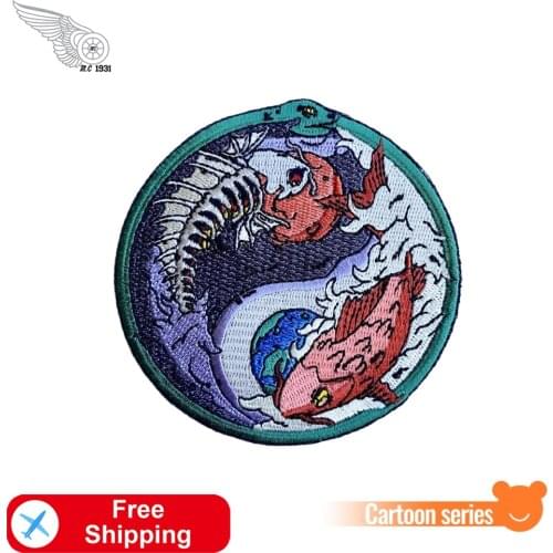 Pisces Horoscope Embroidery Cartoon Patches Iron on for Clothes Jackets Bag Decoration Sewing Cute Stickers Craft Accessories