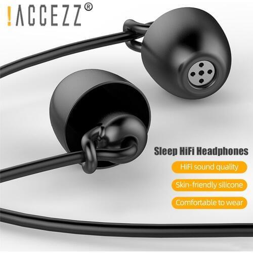 !ACCEZZ Sleeping Earphone 3.5mm Jack Silicone Earbuds HiFi Stereo In-Ear Headset With Mic Noise Cancelling Mobile Phone Earphone
