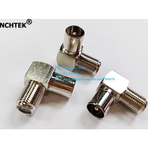 NCHTEK F female jack to PAL DVB-T TV male jack Right Angled RF adapter connector Plug/Free Shipping/10PCS
