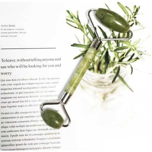 Promotion Jade Roller Natural Stone Face Massage Rollers for Facial Skin Care Tools Green Jade Massager